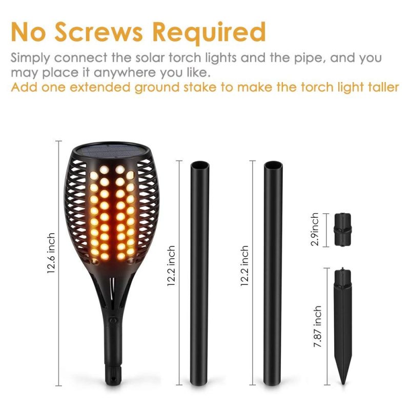 Luces solares de antorcha impermeables con efecto de llama realista para decoración de paisajes e iluminación exterior