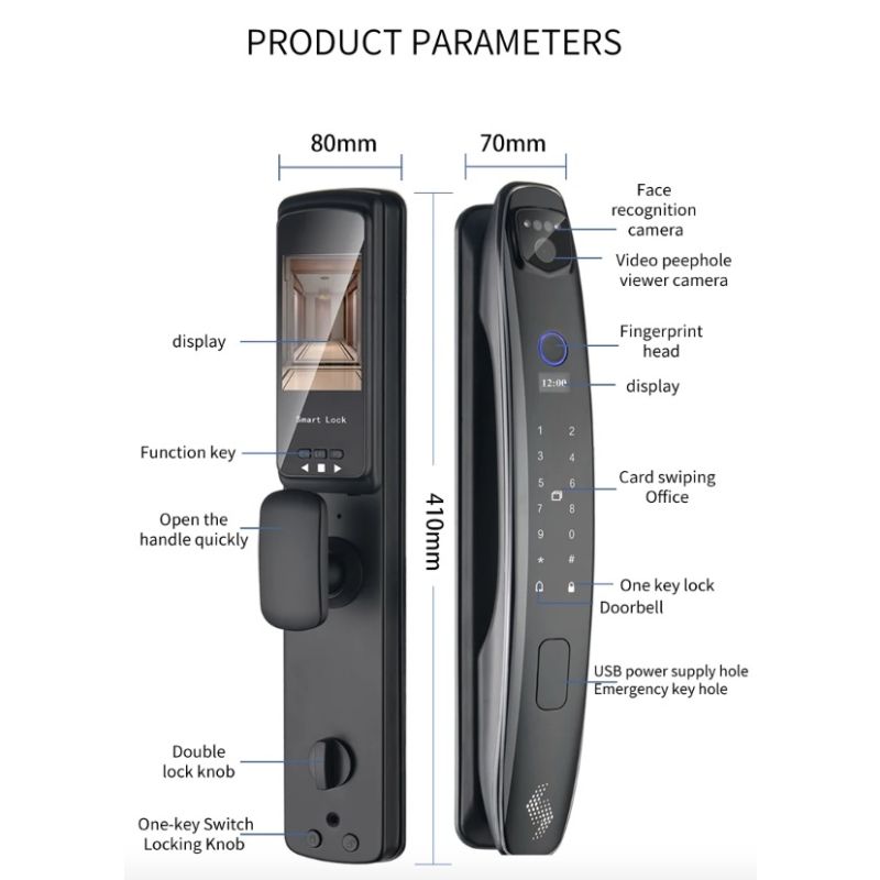 Cerradura de Puerta Inteligente 3D con Reconocimiento Facial Huella Digital y Control desde App Móvil