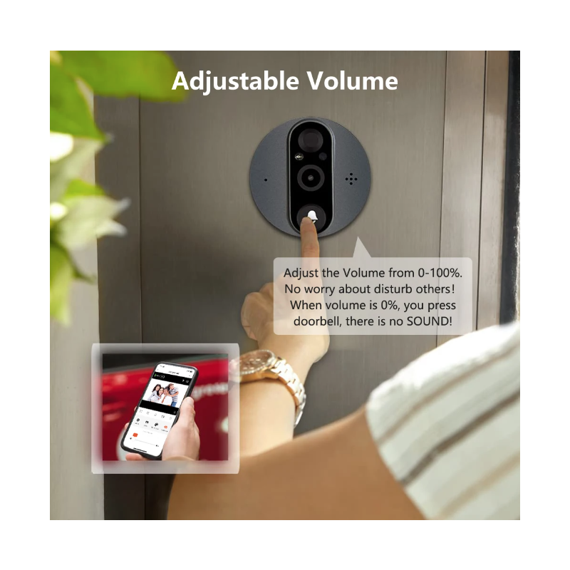 Cámara Mirilla Tuya Smart 1080P WiFi Seguridad Hogar con Detección de Movimiento Visión Nocturna Pantalla LCD TFT