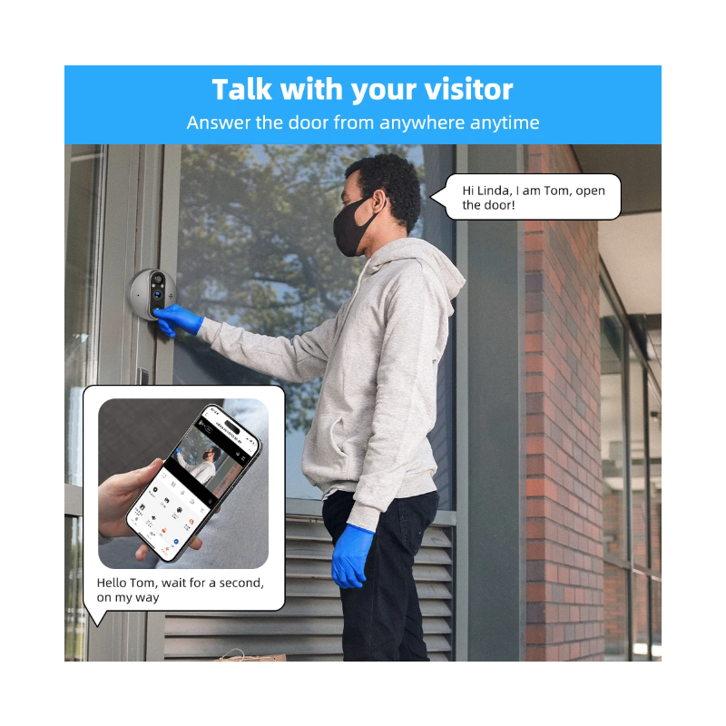 Cámara Mirilla Tuya Smart 1080P WiFi Seguridad Hogar con Detección de Movimiento Visión Nocturna Pantalla LCD TFT