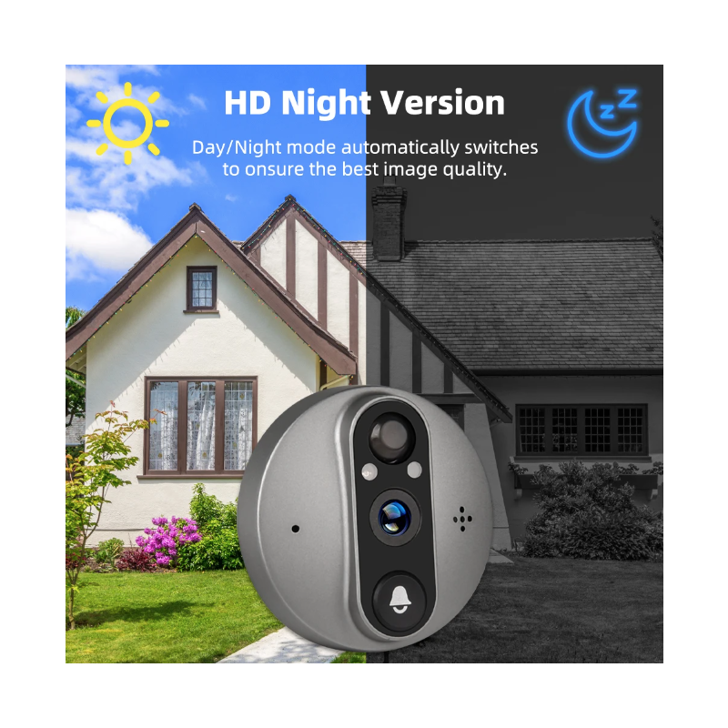 Cámara Mirilla Tuya Smart 1080P WiFi Seguridad Hogar con Detección de Movimiento Visión Nocturna Pantalla LCD TFT