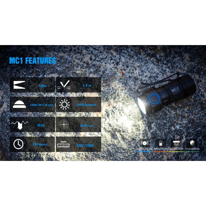 TrustFire MC1 Baton XP-L HI linterna LED compacta 1000 lúmenes mini EDC carga magnética luz de uso diario