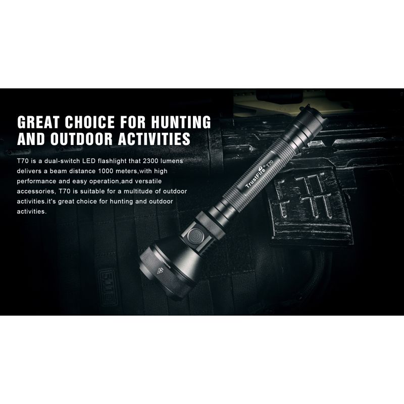 Linterna LED Recargable Trustfire T70 Kit 2300 lúmenes XHP35 HI para Caza Aventura al Aire Libre Haz 1000 Metros