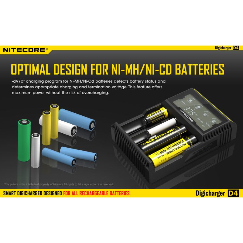 Cargador Nitecore D4 con pantalla LCD cargar baterías Li-Ion 18650 14500 26650 seguridad carga avanzada