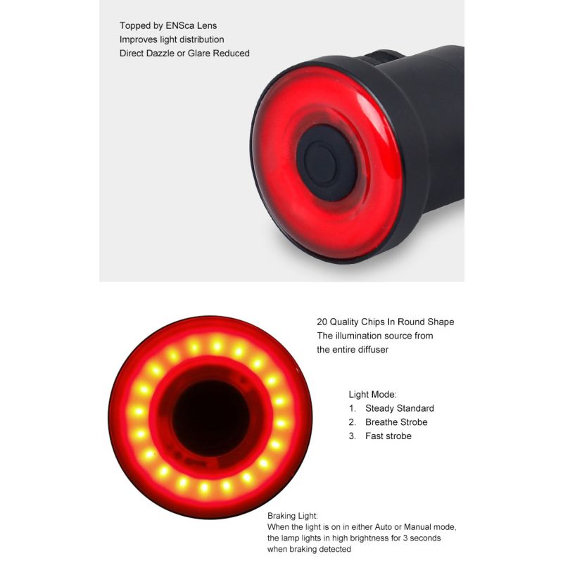 Xlite100 Luz Trasera Inteligente para Bicicleta LED COB Super Brillante Lente Red BEES Seguridad Visual Recargable
