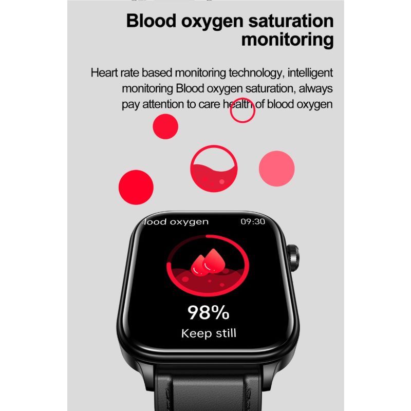 ET570 Smartwatch Salud Digital: Glucosa Sangre No Invasiva, ECG, Frecuencia Cardíaca, Monitor Presión Arterial 1.96