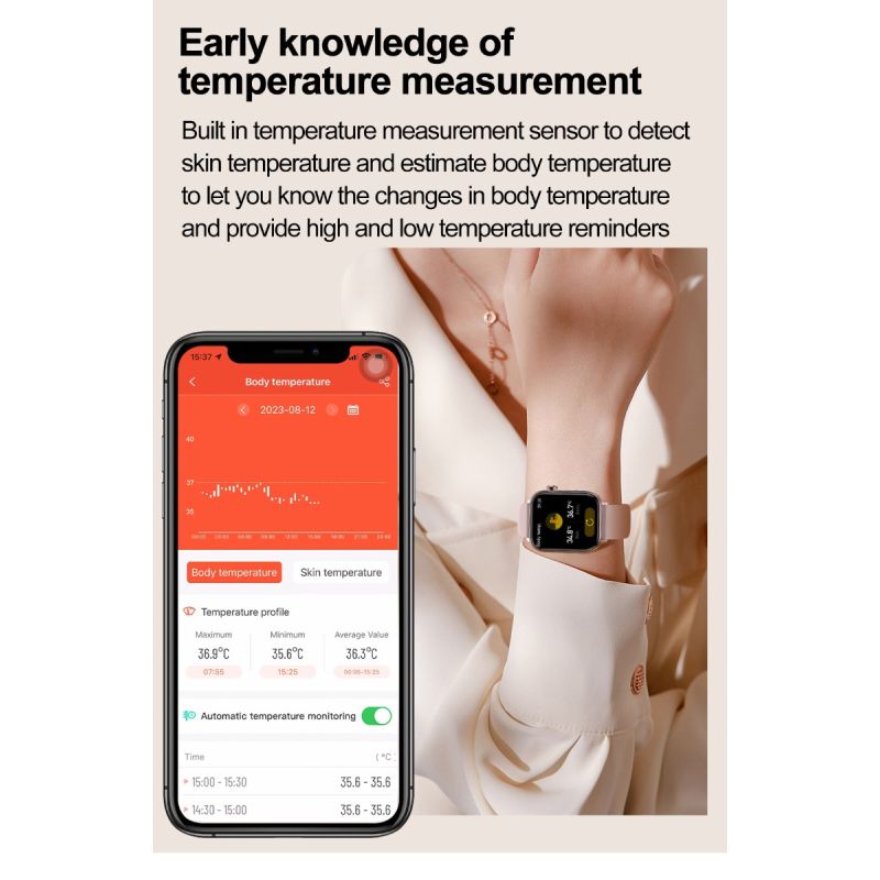 ET570 Smartwatch Salud Digital: Glucosa Sangre No Invasiva, ECG, Frecuencia Cardíaca, Monitor Presión Arterial 1.96