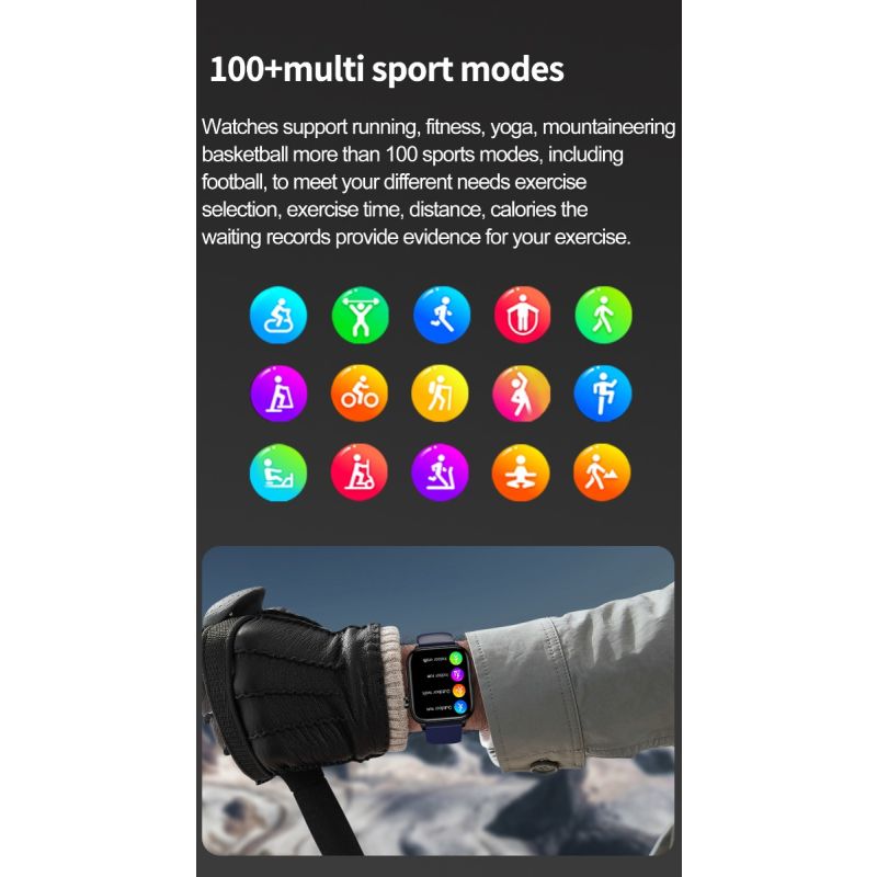 ET570 Smartwatch Salud Digital: Glucosa Sangre No Invasiva, ECG, Frecuencia Cardíaca, Monitor Presión Arterial 1.96