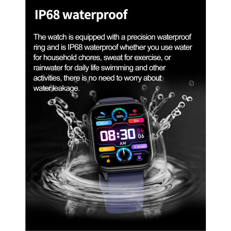 ET570 Smartwatch Salud Digital: Glucosa Sangre No Invasiva, ECG, Frecuencia Cardíaca, Monitor Presión Arterial 1.96
