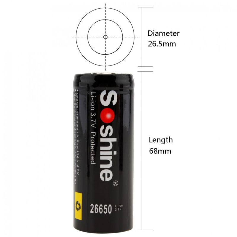 Batería recargable Soshine 26650 5500mAh 3.7V alto rendimiento ideal para linternas y uso en herramientas electrónicas