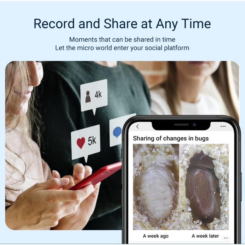 APEXEL Lente de Microscopio Aumento 200X para iPhone Samsung con Luz LED móvil CPL Fotografías Macro Imágenes HD