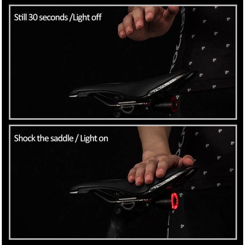 Luz Trasera LED ROCKBROS Q5 Impermeable IPx6 para Bicicletas Seguridad con Detección de Vibración y Frenado