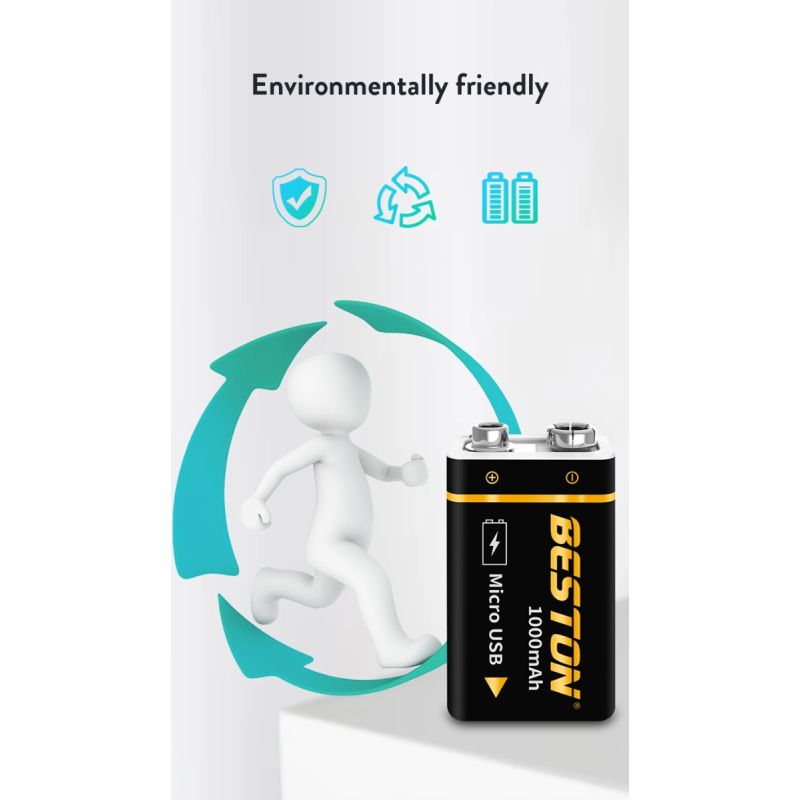 Batería Beston 9V recargable 1000mAh micro USB de iones de litio para RC opción de energía sostenible alta capacidad