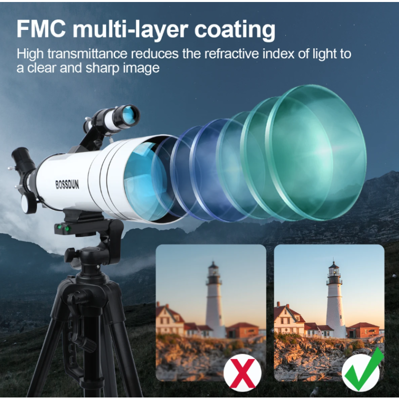 Bossdun telescopio 333X profesional para niños exploración lunar galaxias y ciencia en familia lente 70MM