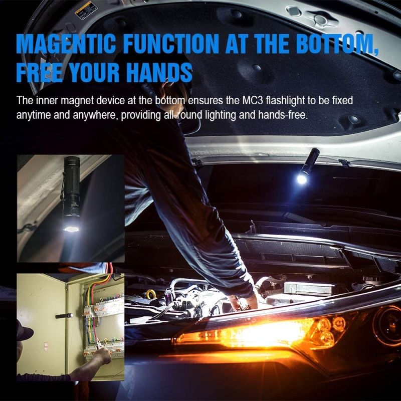 Linterna LED TrustFire MC3 XHP50 2500 lúmenes compacta y potente con carga magnética USB impermeable IP68
