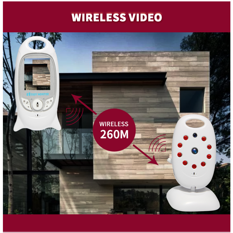 Monitor de Bebé VB601 2.4G con Visión Nocturna Comunicación Bidireccional y Monitoreo de Temperatura