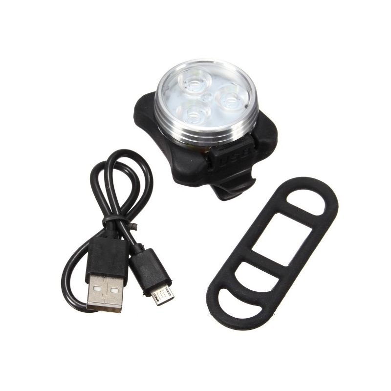 Luz de bicicleta recargable HJ-030 3 LED luz blanca impermeable con 4 modos para seguridad ciclista y visibilidad