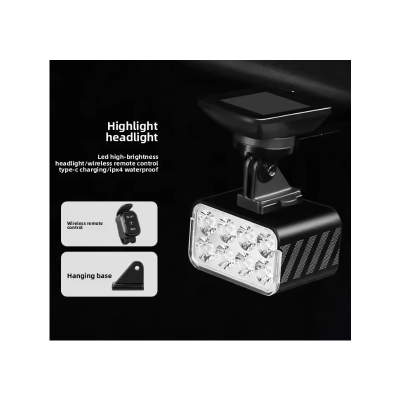 ¡Potente Luz Delantera Bicicleta 1800 Lúmenes! Control Remoto Inalámbrico, Elevable para Ciclismo Nocturno