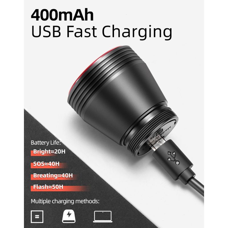 Luz Trasera LED ROCKBROS Q5 Impermeable IPx6 para Bicicletas Seguridad con Detección de Vibración y Frenado