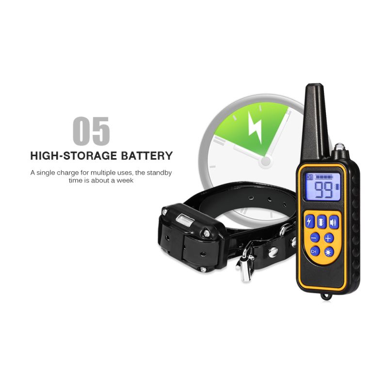 Collar de Entrenamiento para Perros 800m Impermeable Recargable con Control Remoto y Pantalla LCD Ajustable