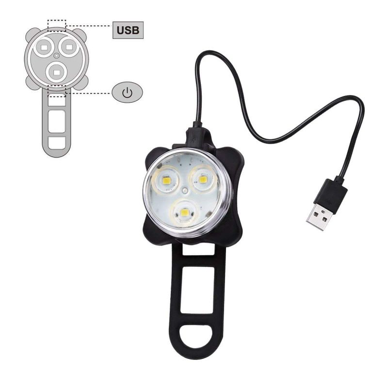 Luz de bicicleta recargable HJ-030 3 LED luz blanca impermeable con 4 modos para seguridad ciclista y visibilidad