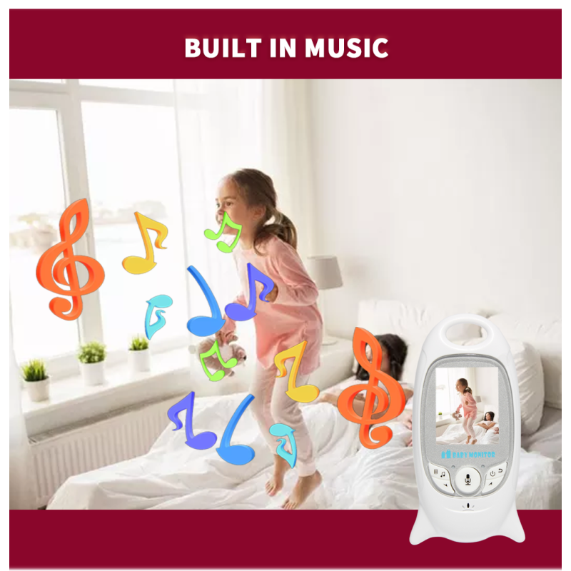 Monitor de Bebé VB601 2.4G con Visión Nocturna Comunicación Bidireccional y Monitoreo de Temperatura