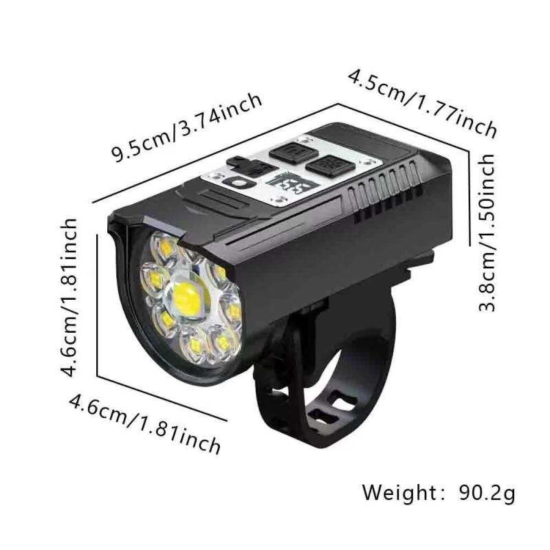 Luz Delantera Bicicleta 9 LEDs Potente Recargable Tipo-C, Impermeable para Seguridad Ciclismo