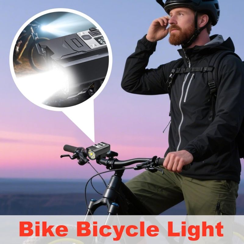 Luz Delantera Bicicleta 9 LEDs Potente Recargable Tipo-C, Impermeable para Seguridad Ciclismo