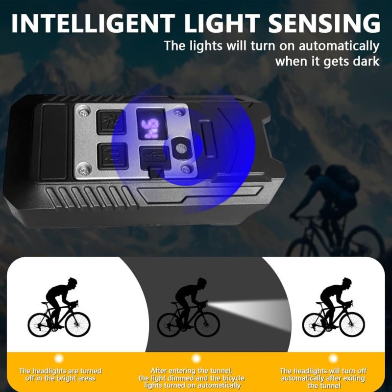 Luz Delantera Bicicleta 9 LEDs Potente Recargable Tipo-C, Impermeable para Seguridad Ciclismo