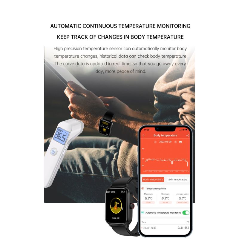 Smartwatch ET540 Monitoreo de Salud, Reloj Inteligente con Oxímetro, Glucosa, ECG, Presión Arterial, Fitness Tracke