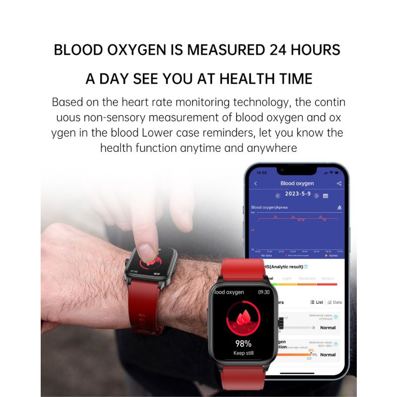 Smartwatch ET540 Monitoreo de Salud, Reloj Inteligente con Oxímetro, Glucosa, ECG, Presión Arterial, Fitness Tracke