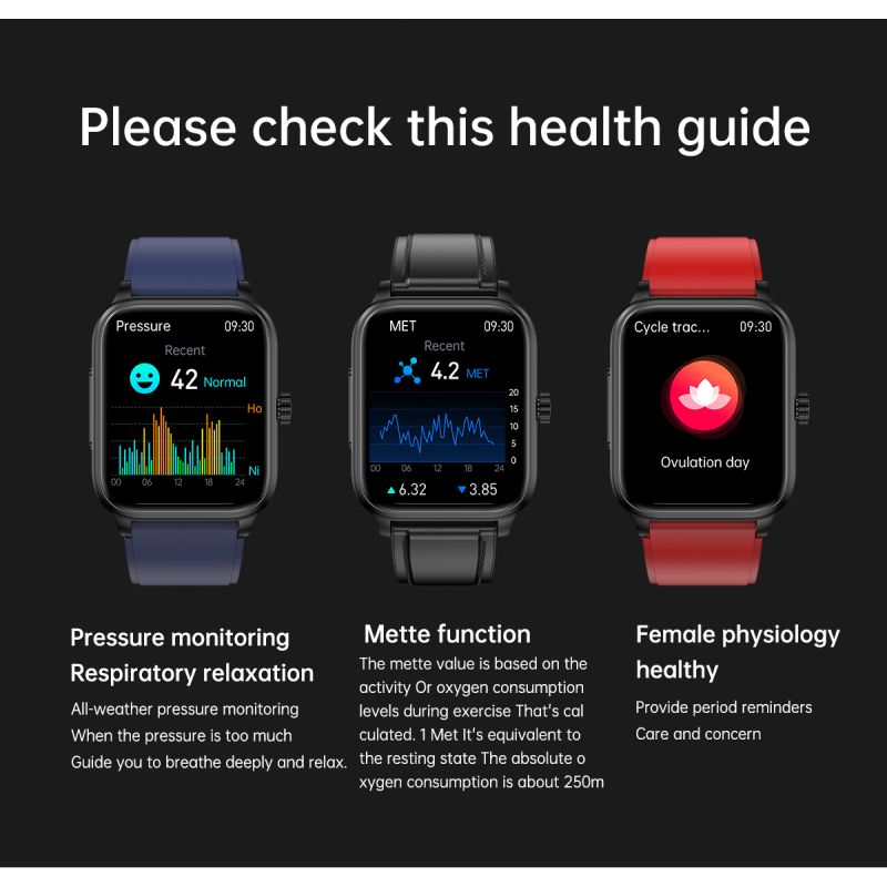 Smartwatch ET540 Monitoreo de Salud, Reloj Inteligente con Oxímetro, Glucosa, ECG, Presión Arterial, Fitness Tracke