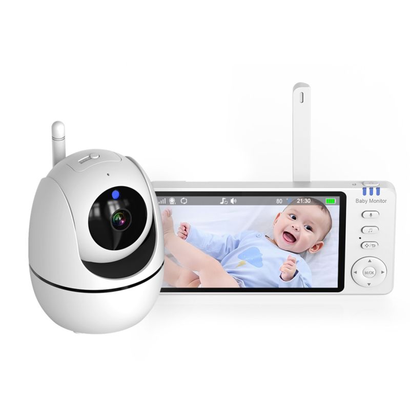 Monitor de Vídeo para Bebé ABM501 Pantalla LCD 5.0 Pulgadas Audio Bidireccional 2.4G Inalámbrico Visión Nocturna