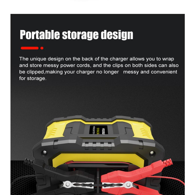 Cargador FOXSUR portátil para baterías 12V 24V con carga automática de 7 etapas para AGM y LiFePO4 fácil de usar