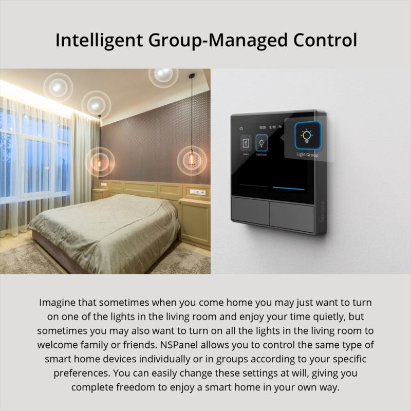 SONOFF NSPanel WiFi interruptor inteligente hogar moderno pantalla táctil y control centralizado Alexa Google