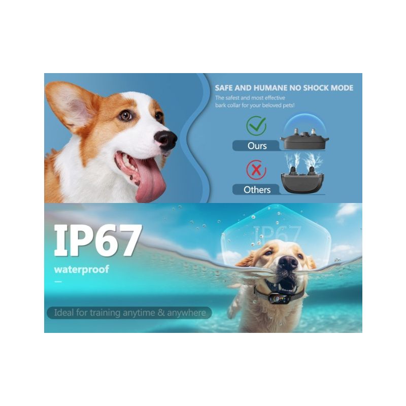 Collar de Entrenamiento Ultrasónico y Eléctrico para Perros Control Inteligente Ligero y Cómodo para Dejar de Ladrar