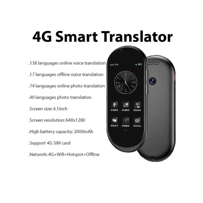 Descubre Traductor de voz A10 pantalla HD 4.1 pulgadas Chat GPT SIM 4G Compañero de viaje traducción en tiempo real