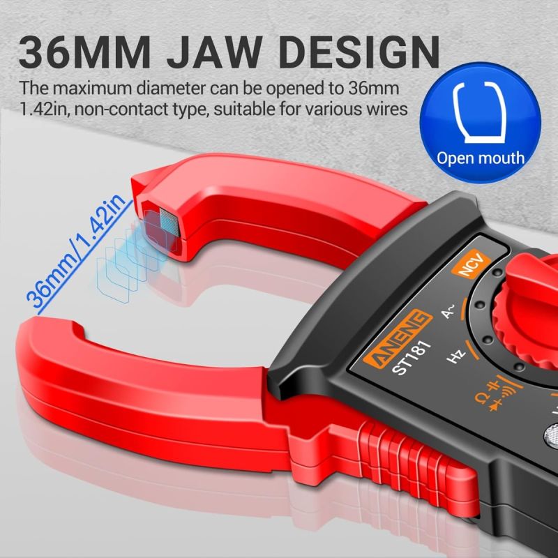 ANENG ST180 Multímetro Digital Pinza Amperimétrica NCV - Medidor de Corriente y Voltaje AC/DC para Electricistas