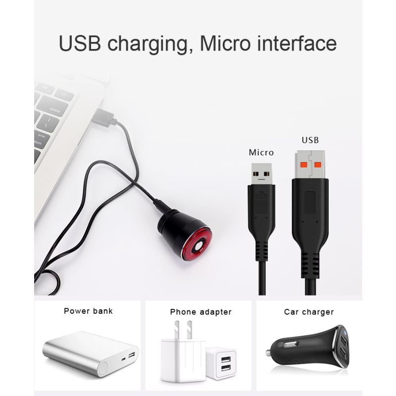 Luz Trasera Inteligente ANTUSI Q5 con Encendido Automático Múltiples Modos IPX6 Impermeable para Ciclismo Urbano