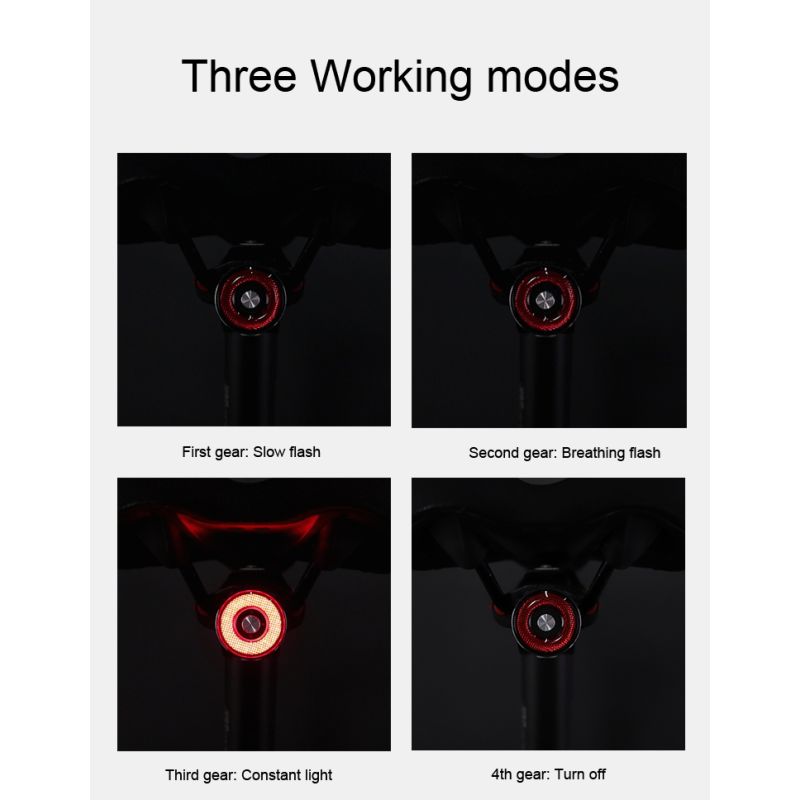 Luz Trasera Inteligente ANTUSI Q5 con Encendido Automático Múltiples Modos IPX6 Impermeable para Ciclismo Urbano