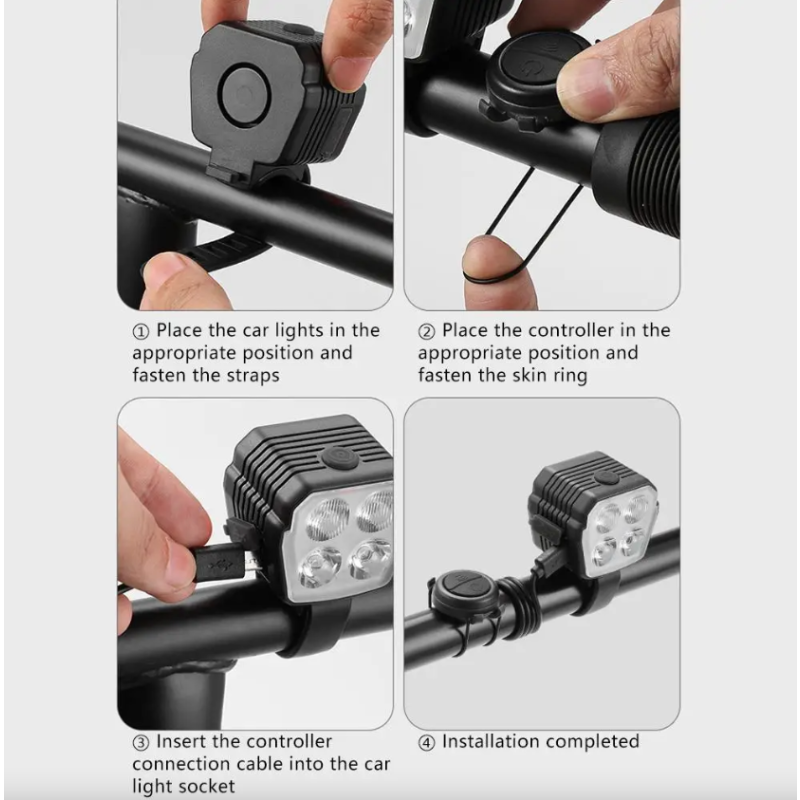 Faro Bocina Bicicleta USB Recargable 2-en-1 | Luz Delantera LED 120dB | Seguridad Ciclismo Accesorios MTB