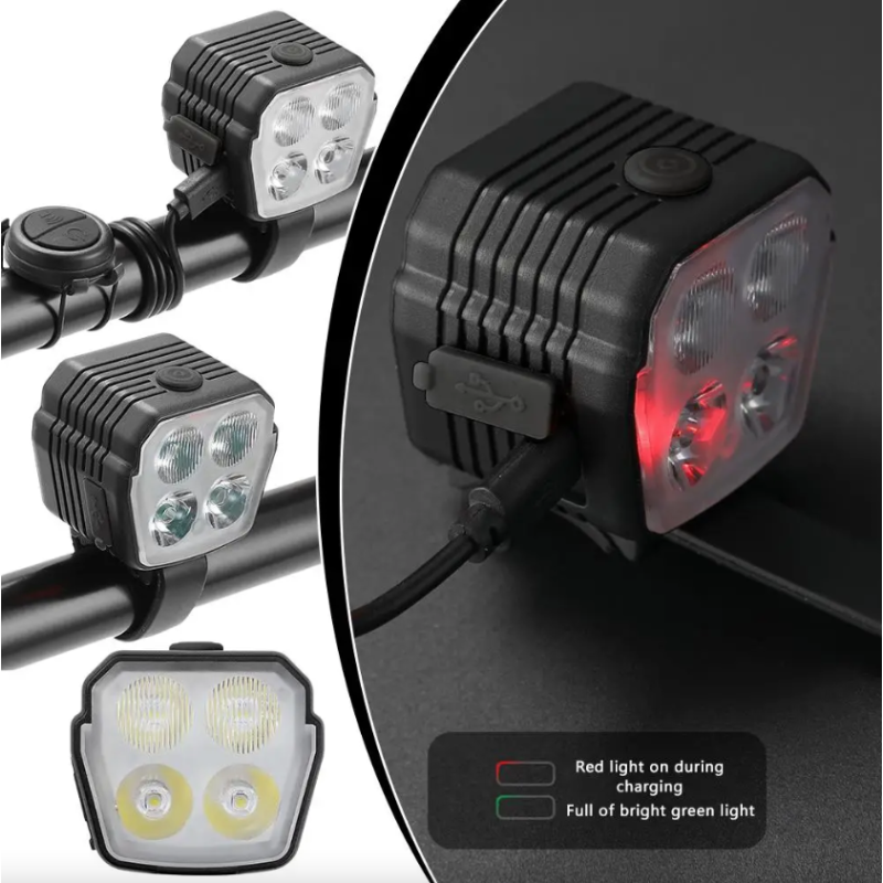 Faro Bocina Bicicleta USB Recargable 2-en-1 | Luz Delantera LED 120dB | Seguridad Ciclismo Accesorios MTB