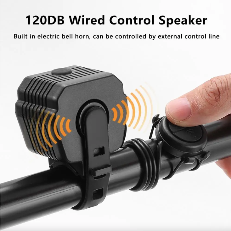 Faro Bocina Bicicleta USB Recargable 2-en-1 | Luz Delantera LED 120dB | Seguridad Ciclismo Accesorios MTB