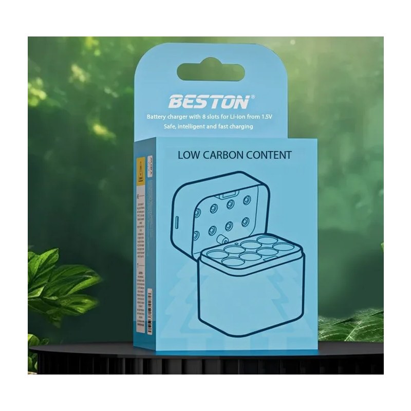 Beston Cargador Inteligente 8 Ranuras para Pilas AA 1.5V Li-ion 3600mWh Recargables. ¡Carga Rápida!