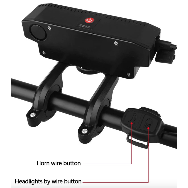 Luz delantera bicicleta recargable USB con potente bocina 120 dB diseño impermeable seguridad ciclismo