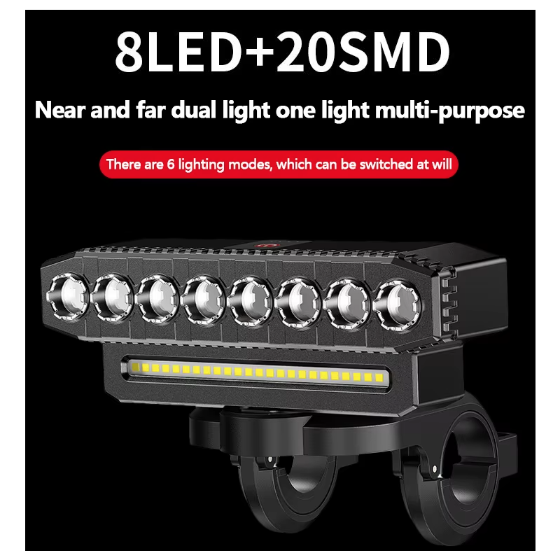 Luz delantera bicicleta recargable USB con potente bocina 120 dB diseño impermeable seguridad ciclismo