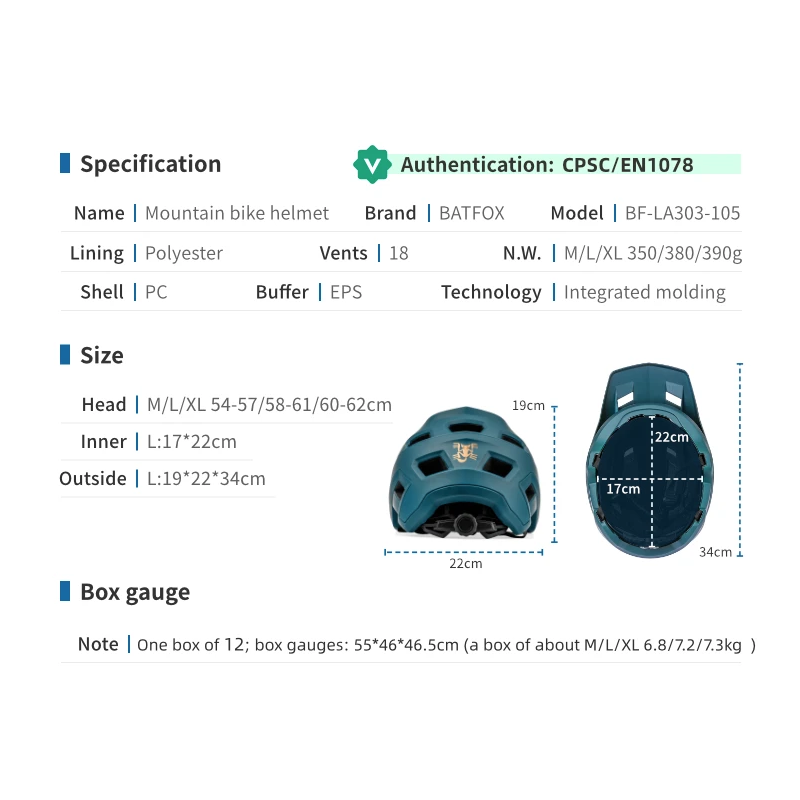 Casco de Bicicleta BATFOX Ligero Ajustable con Tecnología en Molde para Hombres Mujeres Colores Vibrantes