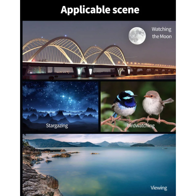 Telescopio Terrestre Monocular Potente Zoom 25-75x60 BAK4 Ocular ED, Ideal Observación Aves Camping Caza y Más