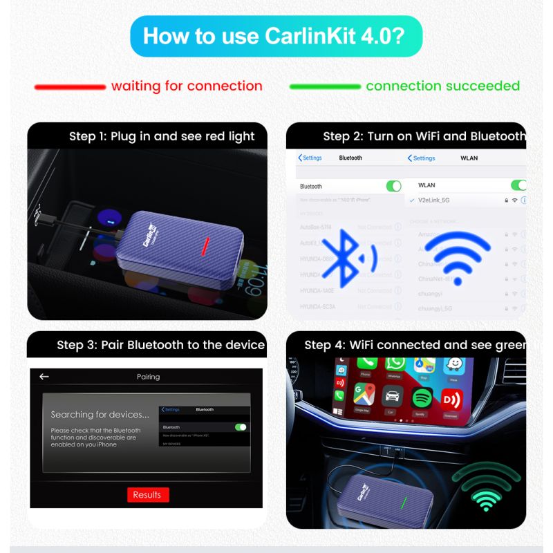 CarlinKit 4.0 CarPlay inalámbrica adaptador Android Auto Mini 3.0 conectividad manos libres plug and play Audi