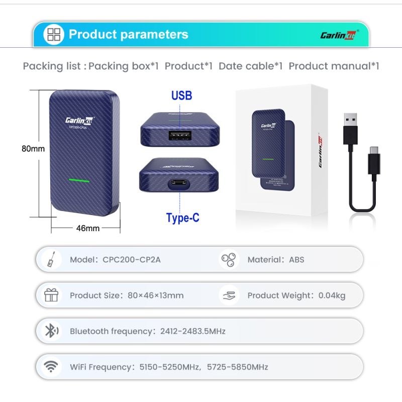 CarlinKit 4.0 CarPlay inalámbrica adaptador Android Auto Mini 3.0 conectividad manos libres plug and play Audi
